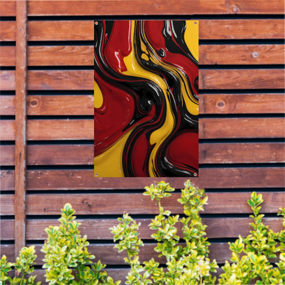 Dynamische abstracte dans in rood en geel tuinposter