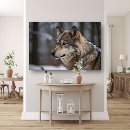 Prachtige close-up foto van een wolf canvas met baklijst