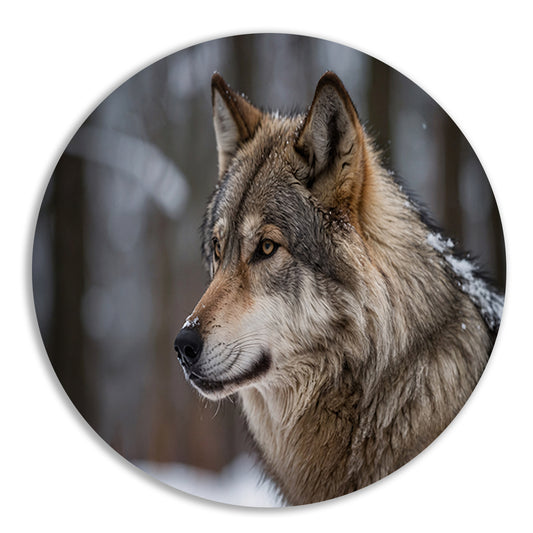 Prachtige close-up foto van een wolf aluminium muurcirkel