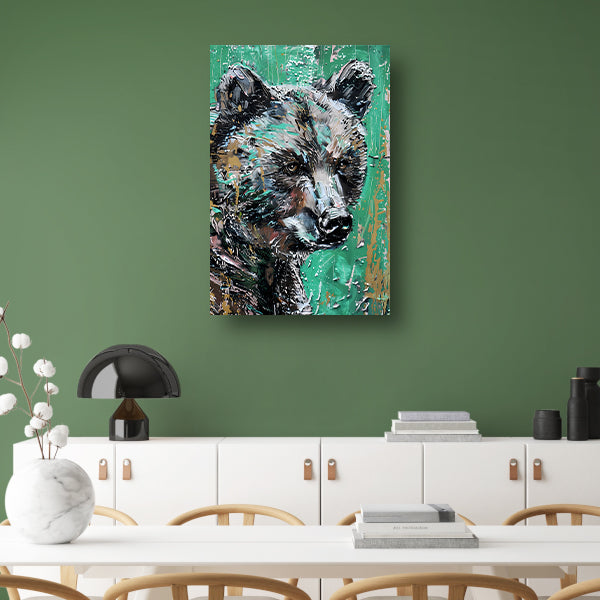 Abstract schilderij van een kleurrijke beer poster
