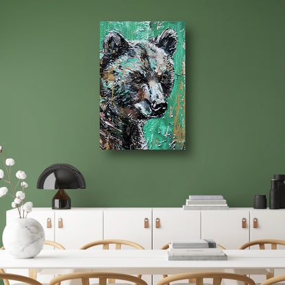 Abstract schilderij van een kleurrijke beer poster