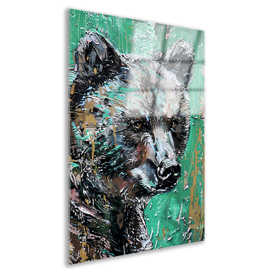 Abstract schilderij van een kleurrijke beer acrylglas