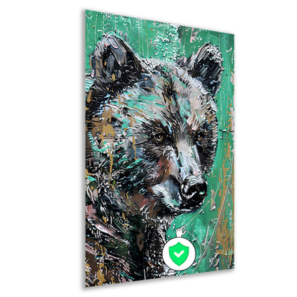 Abstract schilderij van een kleurrijke beer poster
