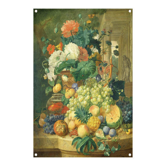 Stilleven met bloemen en fruit - Jean François Eliaerts tuinposter