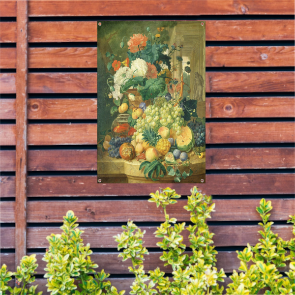 Stilleven met bloemen en fruit - Jean François Eliaerts tuinposter