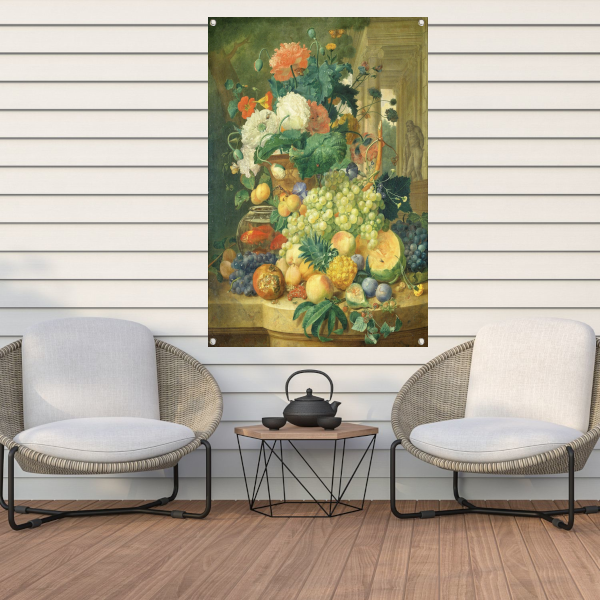 Stilleven met bloemen en fruit - Jean François Eliaerts tuinposter