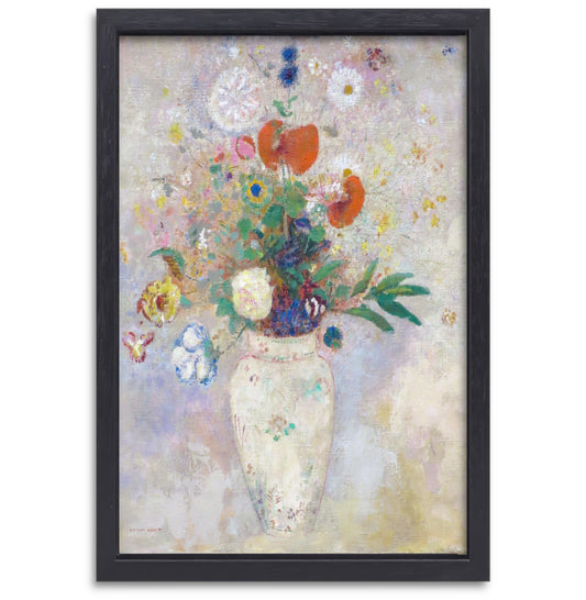 Vaas met bloemen - Odilon Redon canvas met baklijst
