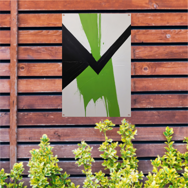 Groene Dynamiek in Minimalistische Abstractie tuinposter