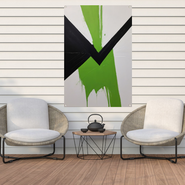 Groene Dynamiek in Minimalistische Abstractie tuinposter
