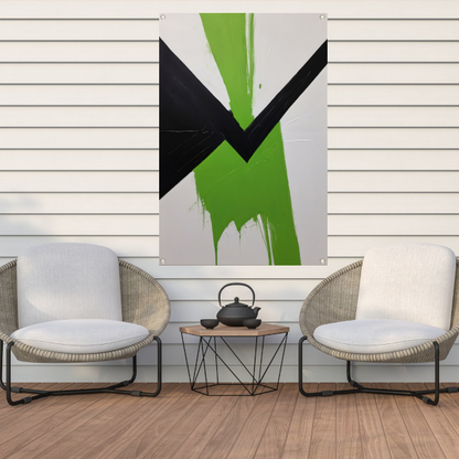 Groene Dynamiek in Minimalistische Abstractie tuinposter
