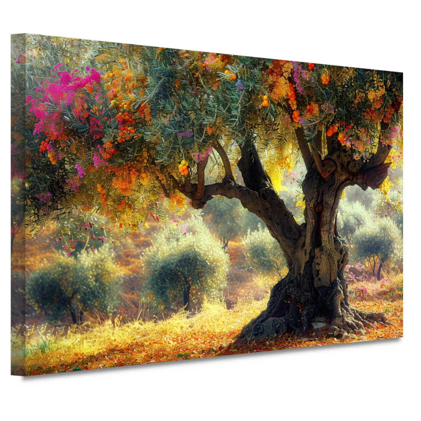 Bloeiende fruitboom in voorjaarstuin canvas