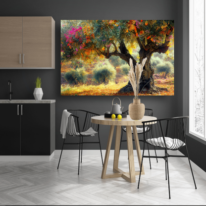 Bloeiende fruitboom in voorjaarstuin canvas
