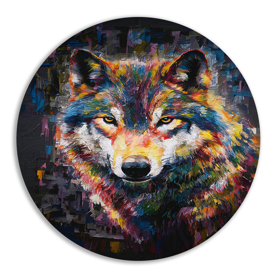 Dynamische Kleurrijke Abstracte Wolf forex muurcirkel