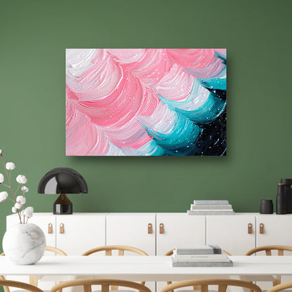 Kleurrijk abstract waterval schilderij canvas met baklijst