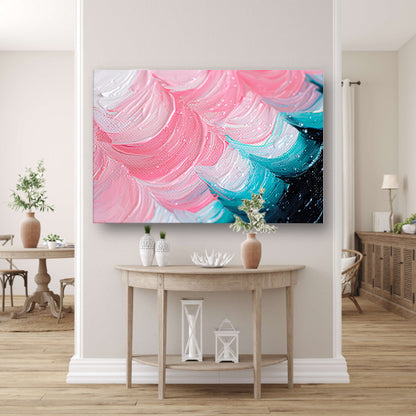 Kleurrijk abstract waterval schilderij canvas met baklijst