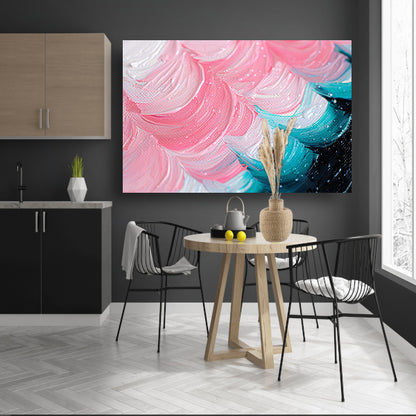 Kleurrijk abstract waterval schilderij canvas met baklijst