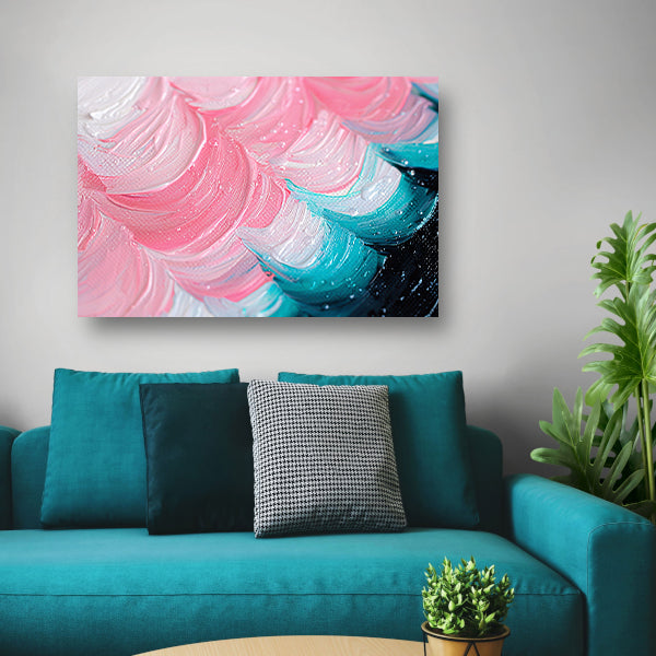 Kleurrijk abstract waterval schilderij canvas met baklijst