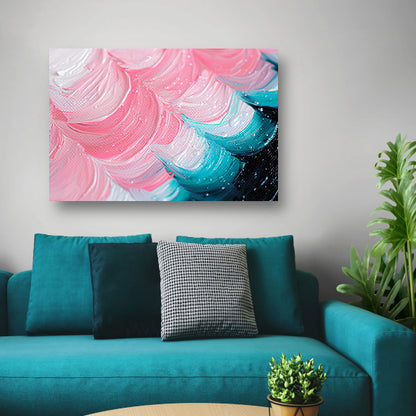 Kleurrijk abstract waterval schilderij canvas met baklijst