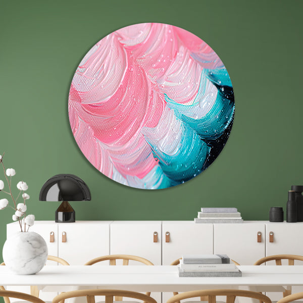 Kleurrijk abstract waterval schilderij forex muurcirkel