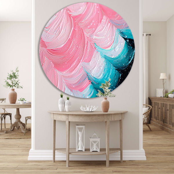 Kleurrijk abstract waterval schilderij forex muurcirkel