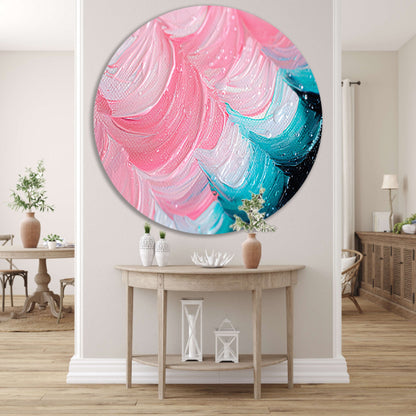 Kleurrijk abstract waterval schilderij forex muurcirkel