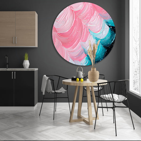 Kleurrijk abstract waterval schilderij forex muurcirkel