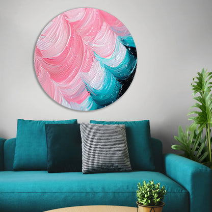 Kleurrijk abstract waterval schilderij forex muurcirkel