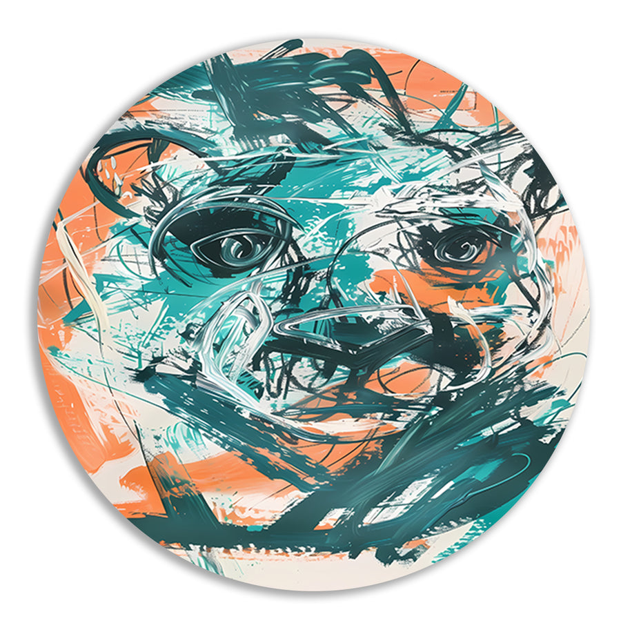 Abstracte schildering van een beer met kleuren forex muurcirkel