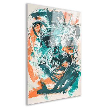 Abstracte schildering van een beer met kleuren acrylglas