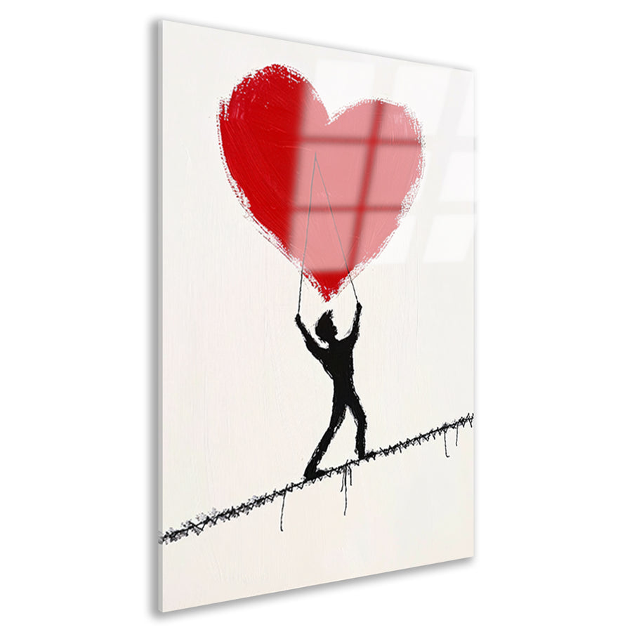 Figuur met een hart op een koord acrylglas