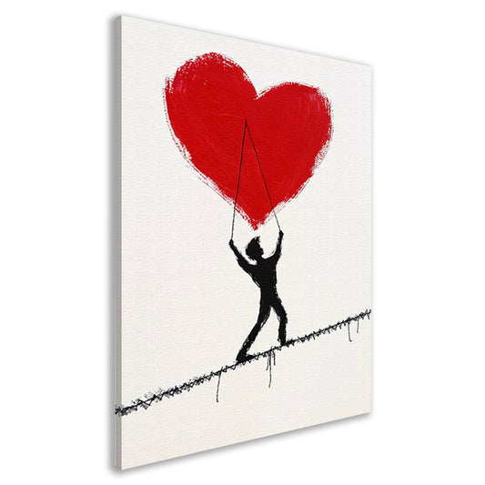 Figuur met een hart op een koord canvas