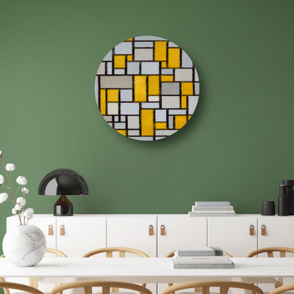 Compositie met raster 1 - Piet Mondriaan forex muurcirkel