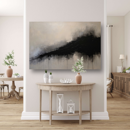 Spel van licht en schaduw in zwart-wit canvas met baklijst