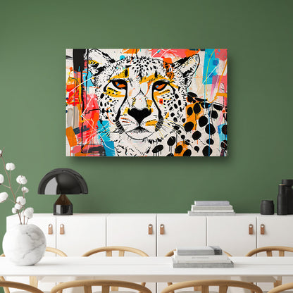 Cheetah schilderij in dynamische abstracte stijl canvas