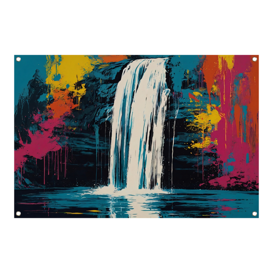 Abstracte Waterval in Levendige Kleurenexplosie tuinposter