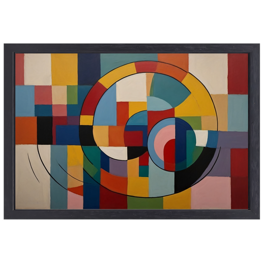Abstracte Geometrische Kleurrijke Harmonie canvas met baklijst