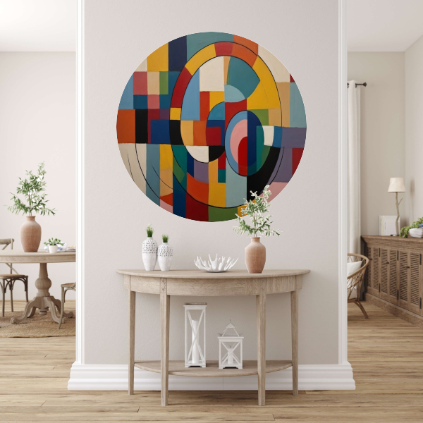 Abstracte Geometrische Kleurrijke Harmonie aluminium muurcirkel