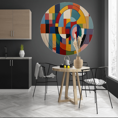 Abstracte Geometrische Kleurrijke Harmonie aluminium muurcirkel