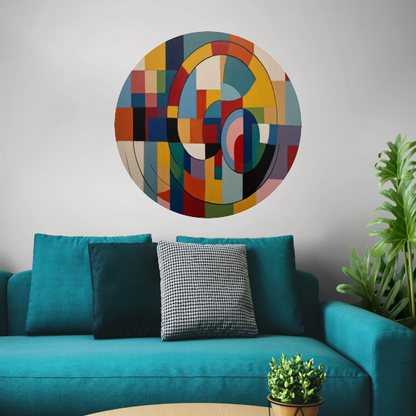 Abstracte Geometrische Kleurrijke Harmonie aluminium muurcirkel