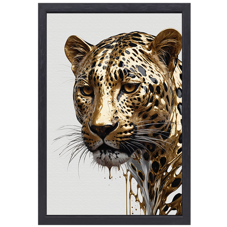 Gouden Luipaard in Art Nouveau Stijl canvas met baklijst
