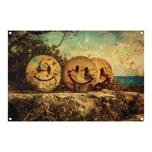 Glimlachende Stenen Graffiti tuinposter