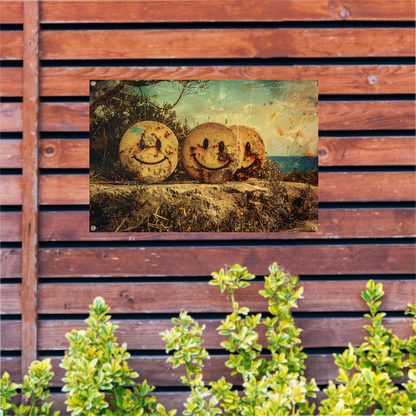 Glimlachende Stenen Graffiti tuinposter