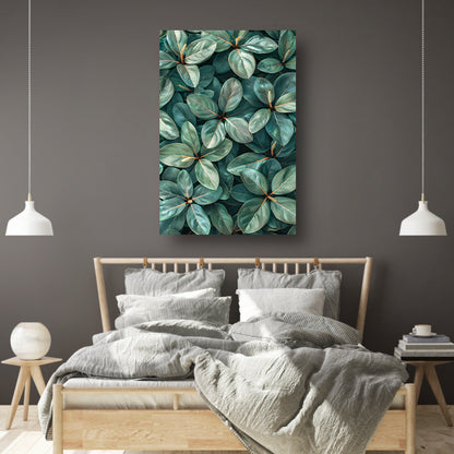 Close-up van Weelderige Groene Bladeren canvas met baklijst