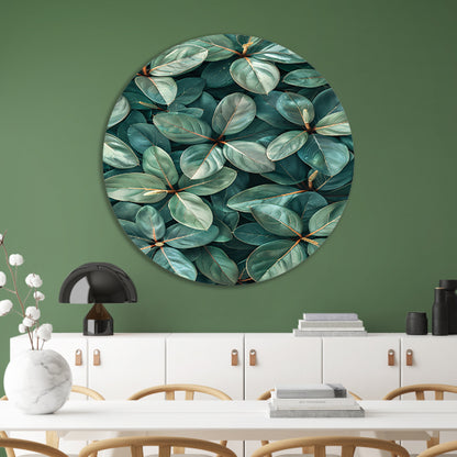 Close-up van Weelderige Groene Bladeren forex muurcirkel