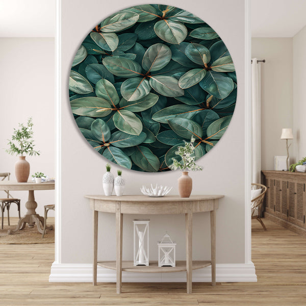 Close-up van Weelderige Groene Bladeren forex muurcirkel