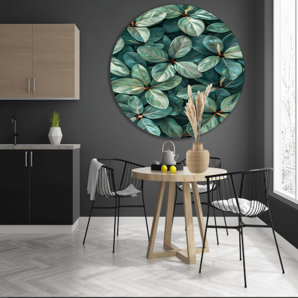 Close-up van Weelderige Groene Bladeren forex muurcirkel