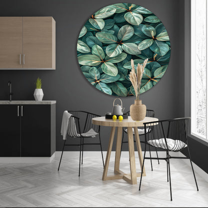 Close-up van Weelderige Groene Bladeren forex muurcirkel