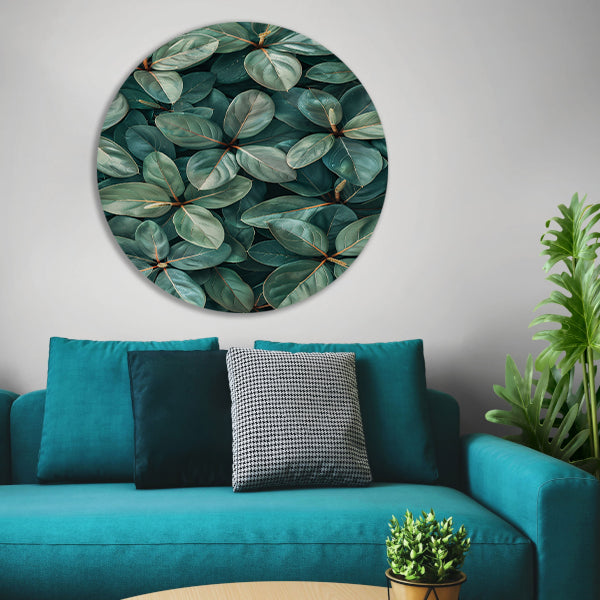 Close-up van Weelderige Groene Bladeren forex muurcirkel