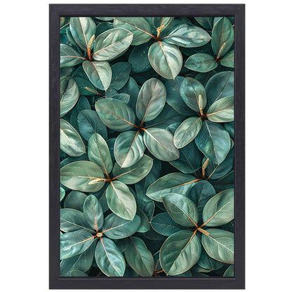 Close-up van Weelderige Groene Bladeren canvas met baklijst