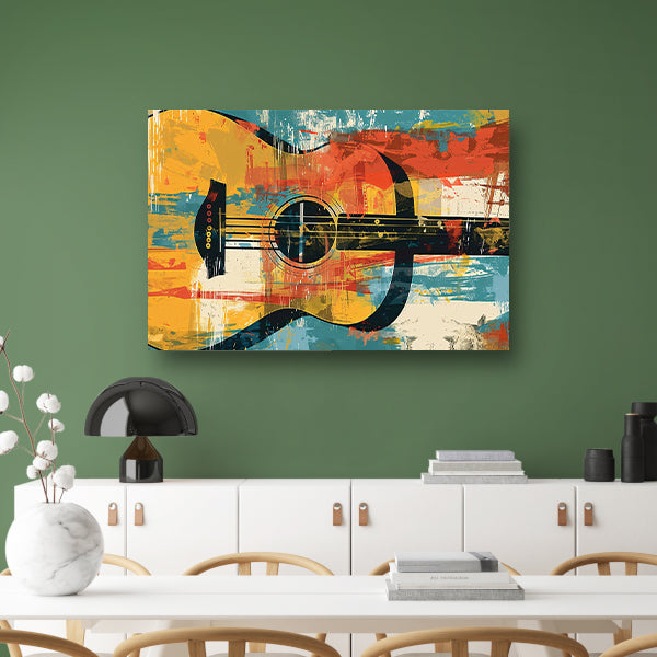 Abstracte gitaar in levendige kleuren   acrylglas